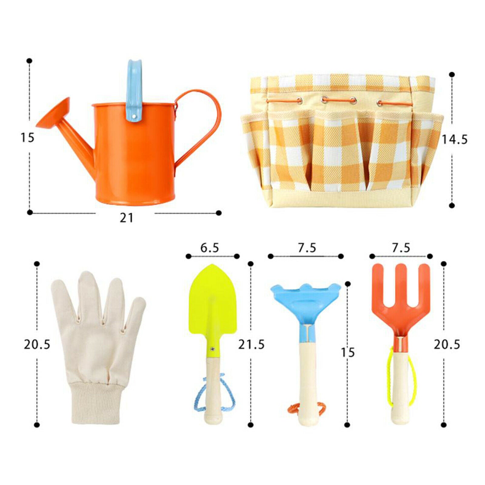 Children Kids Gardening Tools Set Shovel Rake Trowel Gloves Watering Can