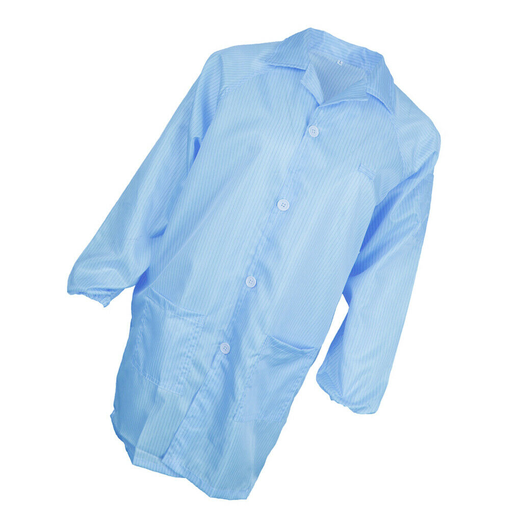 2X Unisex ESD-Safe Anti-Static Premium Lab Jacket Coat Clothing Blue M