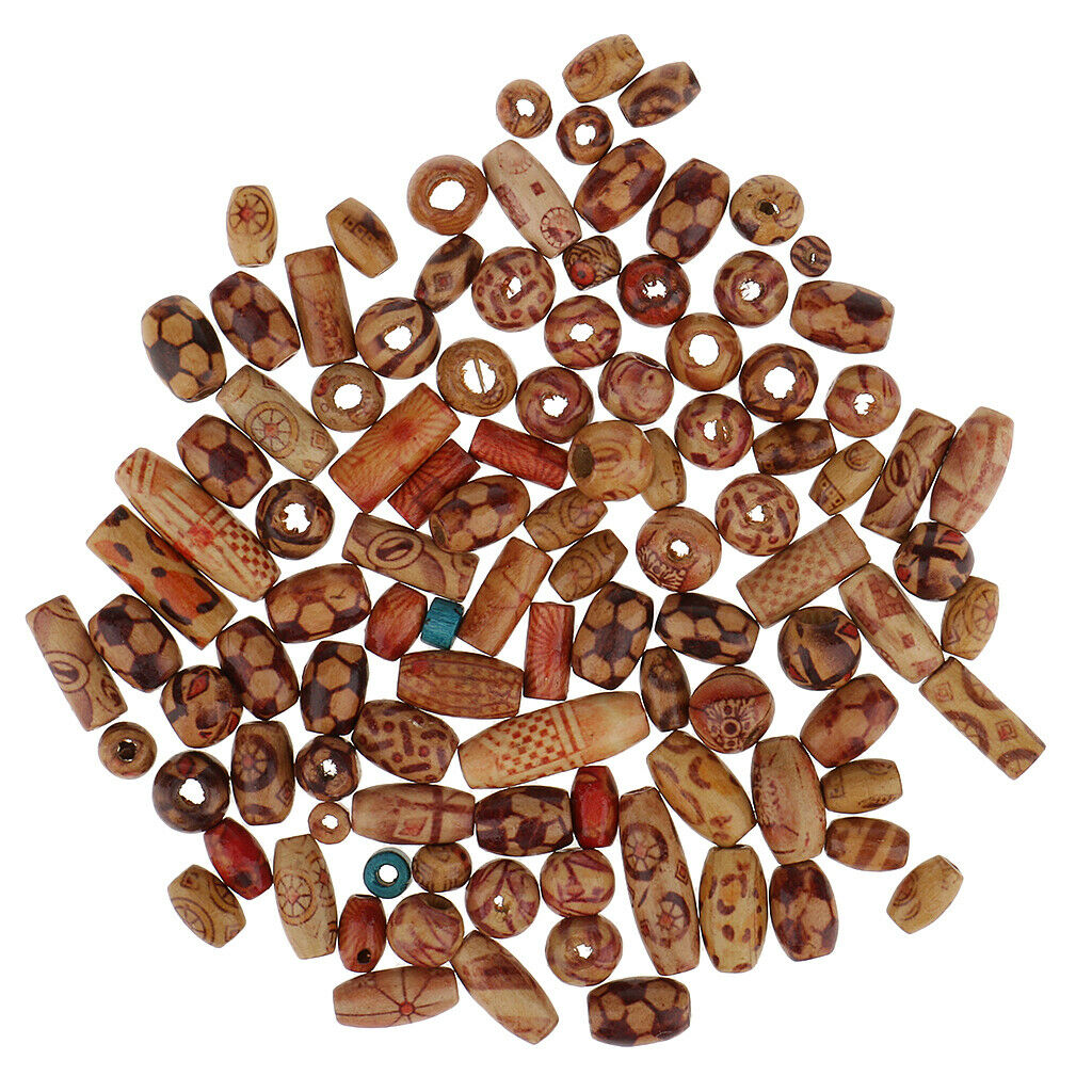 100 Packs Mixed Printed Beads Macroporous Loose Beads Jewelry Accessories