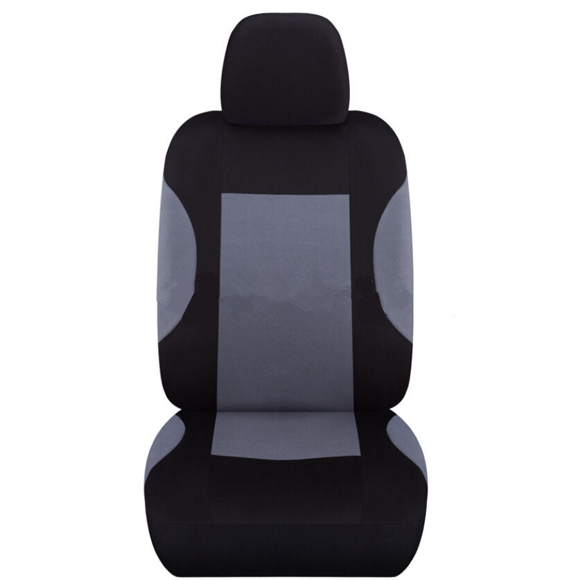 Car Seat Covers - Gray/Black Polyester Cloth - Front & Rear Headrests Bench 9Pcs