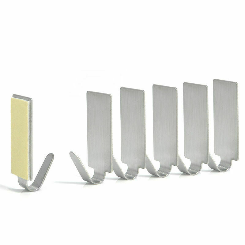 6PCS Stainless Steel Adhesive Home Kitchen Wall Door Stick Holder Hook Hanger