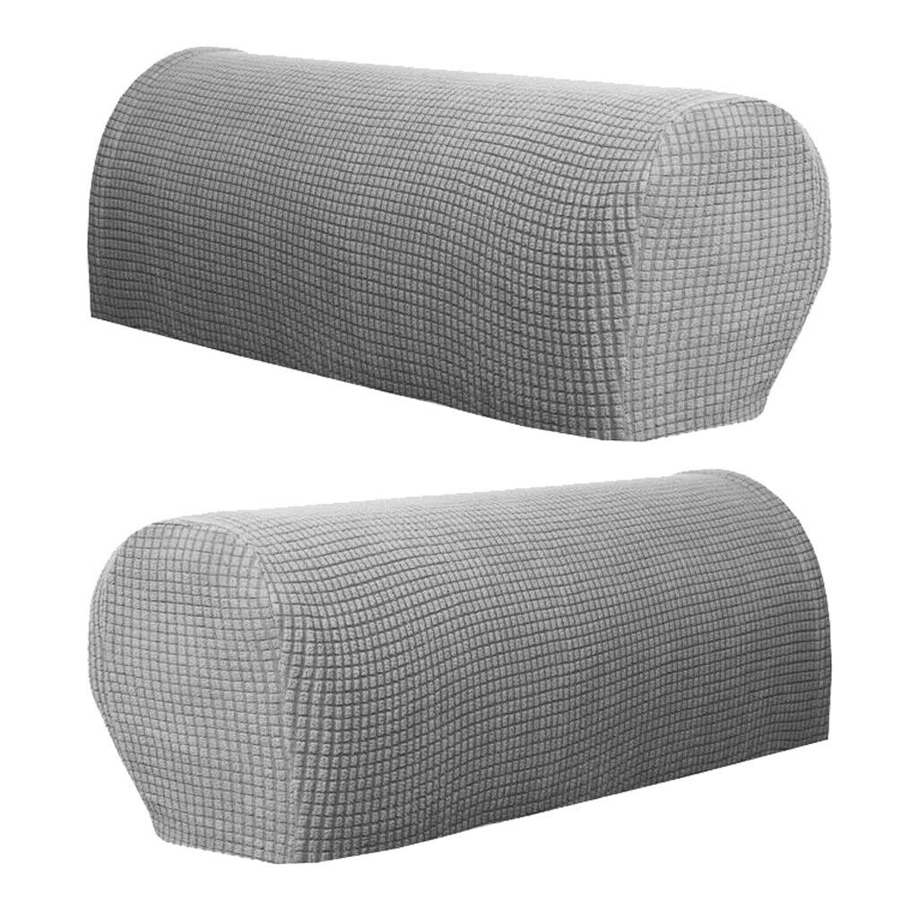 2 Pairs Sofa Armrest Covers Stretch Arm Furniture Protector Light Gray