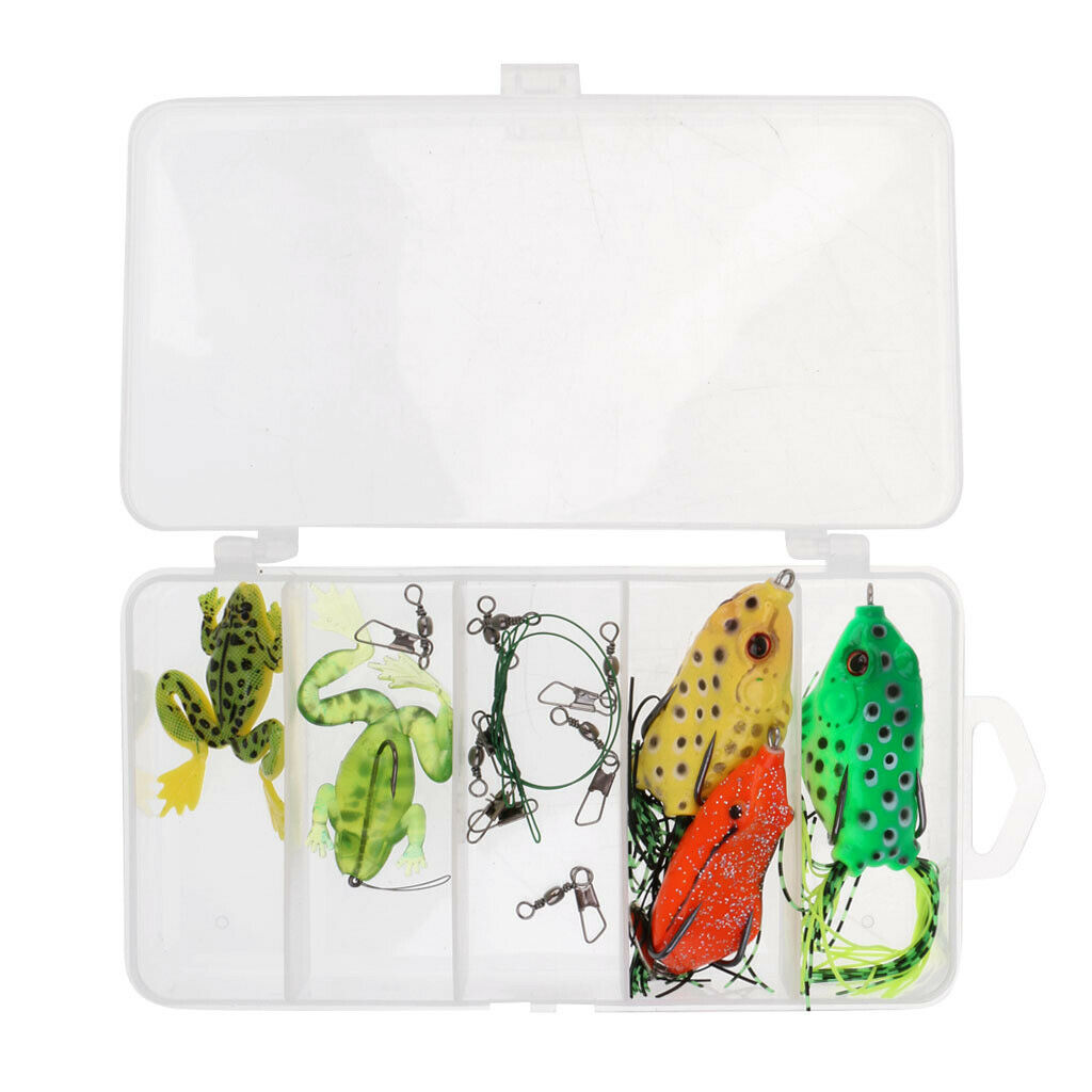 13pcs Plastic Frog Lure Fishing Baits Crankbaits Hooks Fishing Accessories