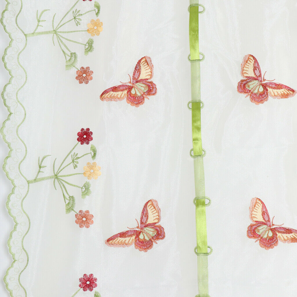 Set of 2 Butterfly Embroidered Roman Curtain Balloon Curtains Sheer Window