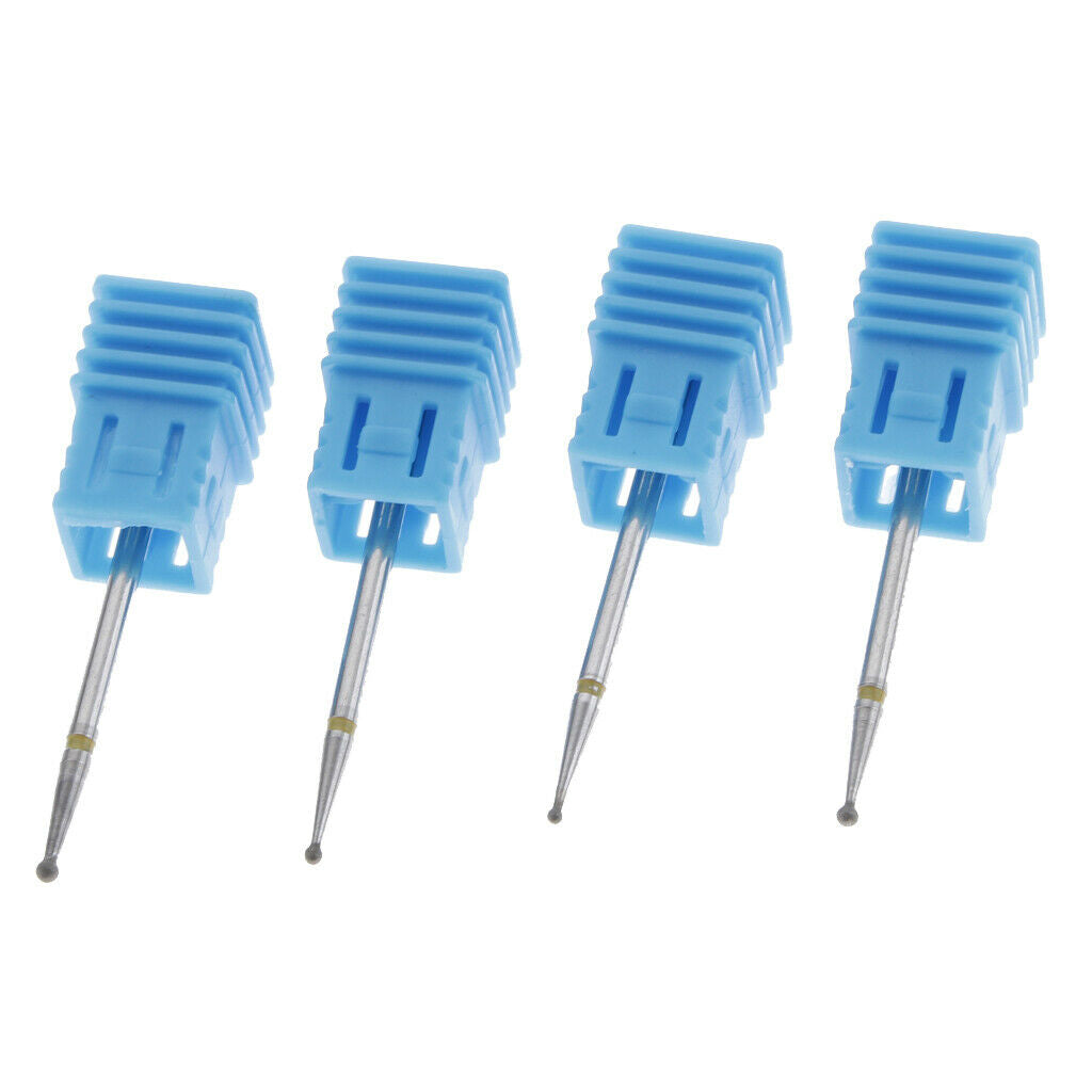 4pcs Carbide Cuticle Clean Drill Bits Smooth Top, 3/32 Shank Nail Bits for