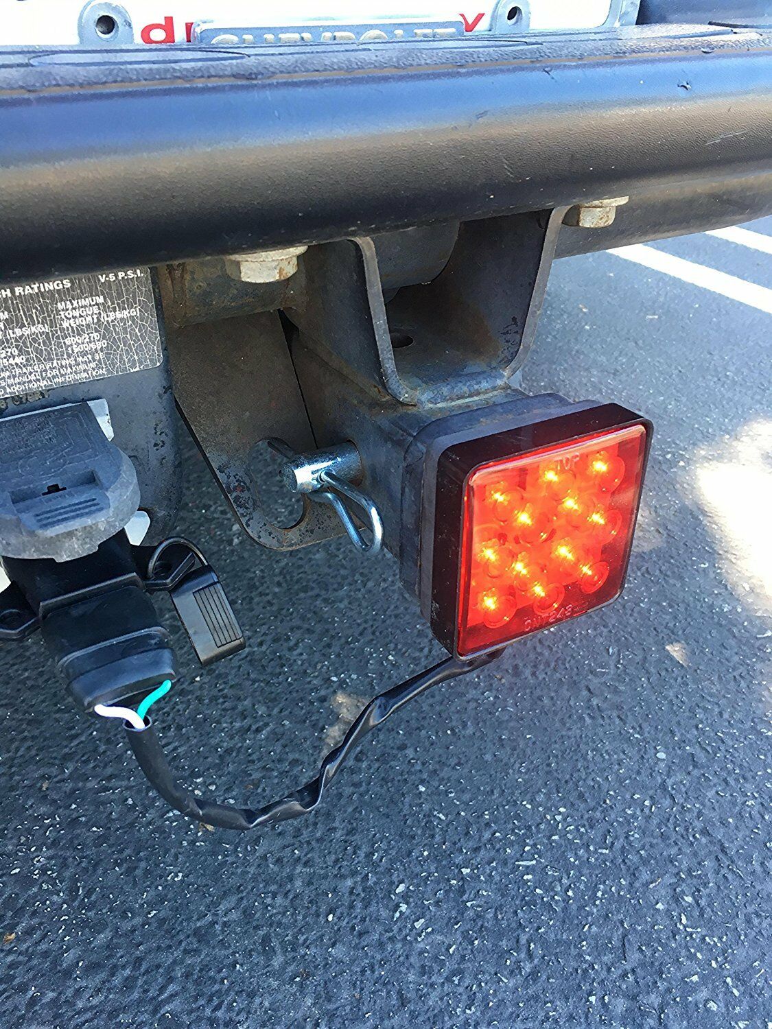2" Trailer Hitch Receiver Cover 12LED Red Brake Light Stop Lamp Tube Cover w/Pin