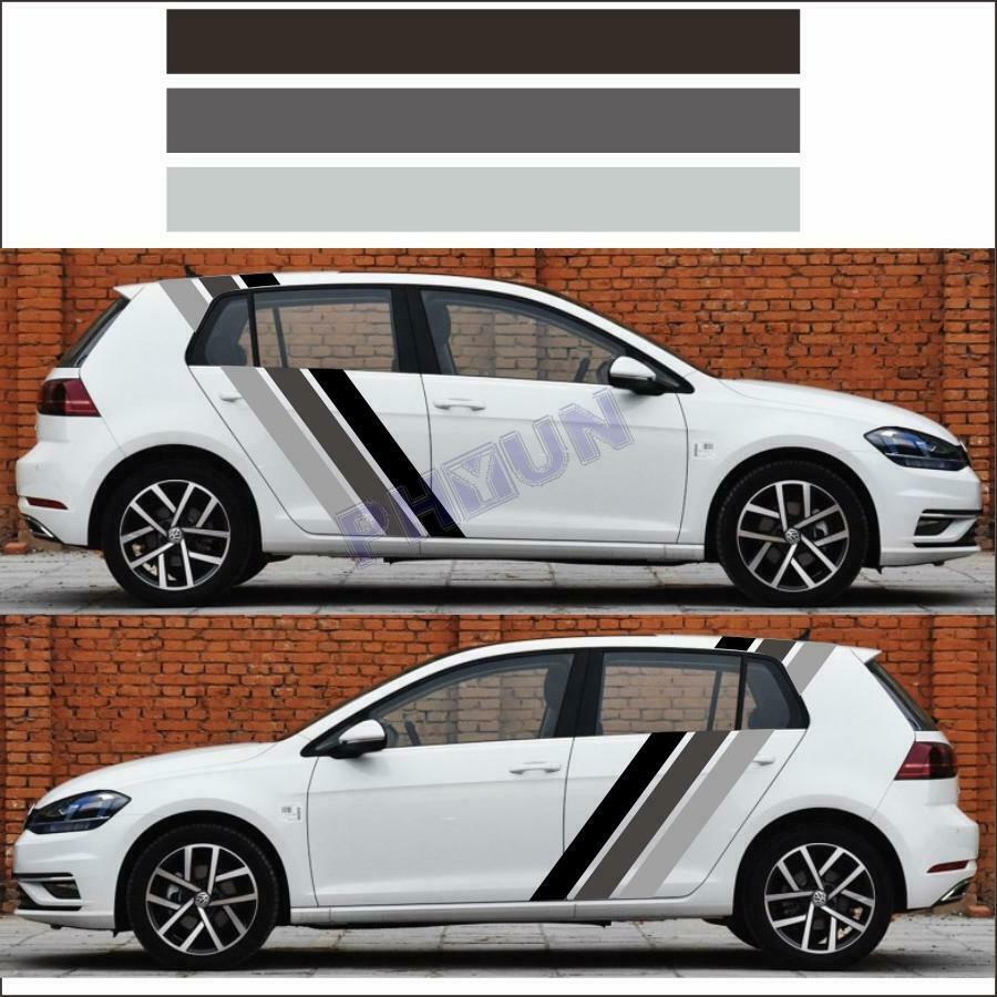 2x Car SUV Body Stickers Three-color Stripes Racing Styling Waterproof Universal