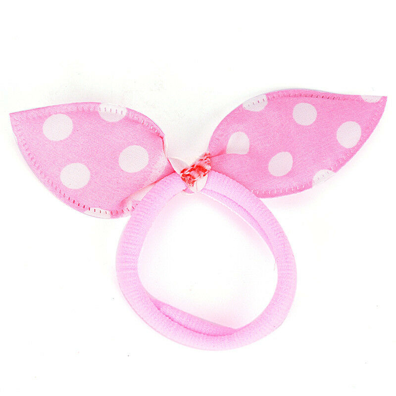 20X Girl Rabbit Bunny Ears Dotted Hair Ties Scrunchie Ponytail Holder Hair.l8
