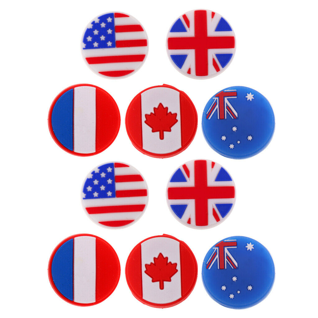 10 Pieces National Flag Silicone Tennis Vibration