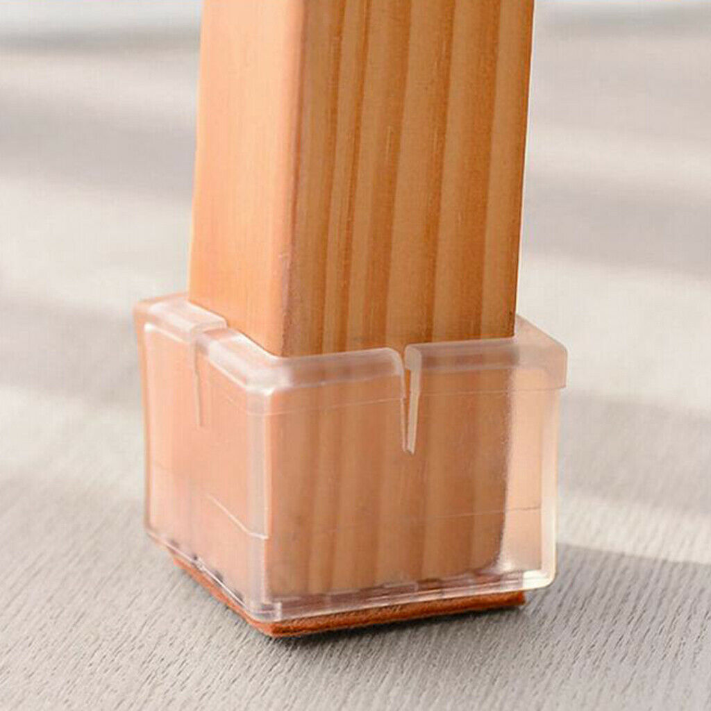 10 Chair Leg Caps Coffee Table Glides Rubber Ends Clear Square Leg 42-48mm