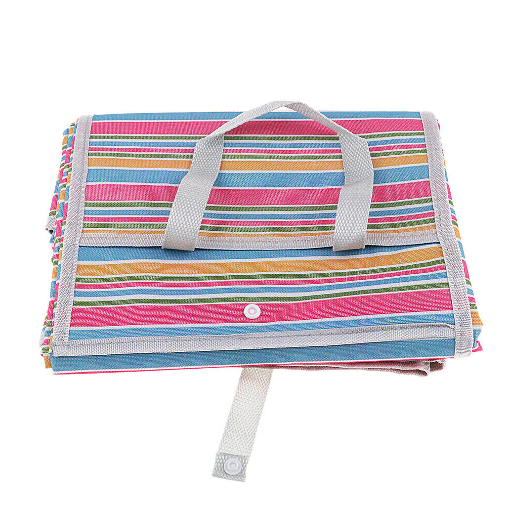 Outdoor Oxford Picnic Beach Camping Moisture-Proof Mat Bag Pink Stripes