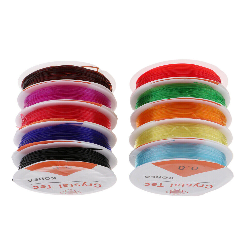 10pcs Clear Stretch Elastic Beaded Wire Rope String Thread 8 Meters /