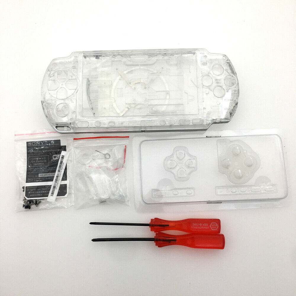 Clear white Full Shell Housing case Cover Replacement Parts For Sony PSP 3000