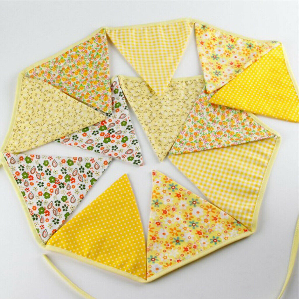 Triangle Bunting Banner w/12 Flag Photography Prop Party Decor Yellow 3.2m