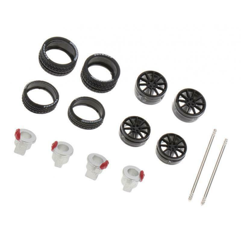 4pc 64th Wheels Rims Hub w/ Brake for Tomica Car Kids Toys Collection Black