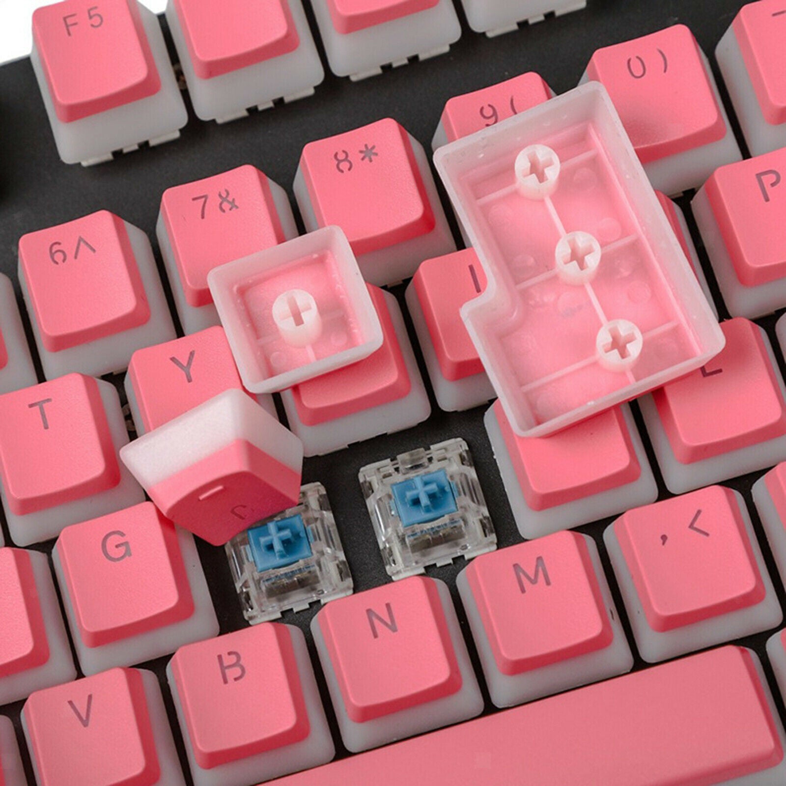 108 Keys Pudding Keycaps Set DIY for Cherry MX Mechanical Keyboard Pink