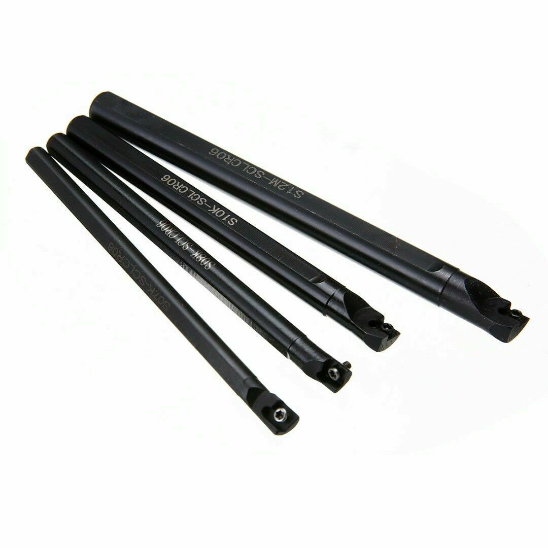 Set Of 7 8 10 12mm SCLCR06 Turning Tool Lathe Boring Bar+10x CCMT0602 Inserts