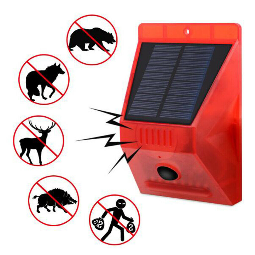 Solar Powered Siren Sound Alarm Strobe Light Home Security Alarm System Yard