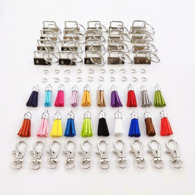 71 Pieces Keychain Hardware Set Colorful Key Chain Making Accessories with Tool