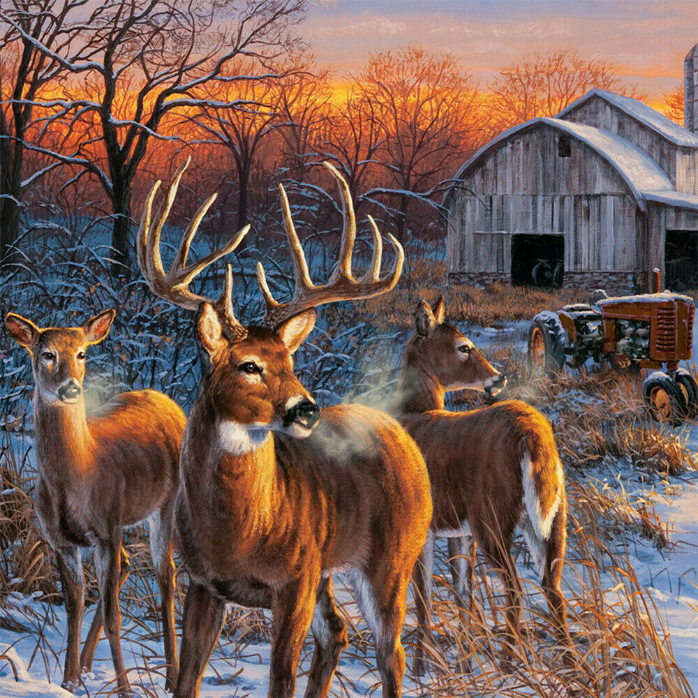 Toland Deer Glory 28x40" Winter Snow Outdoors Wildlife Farm Country House Flag