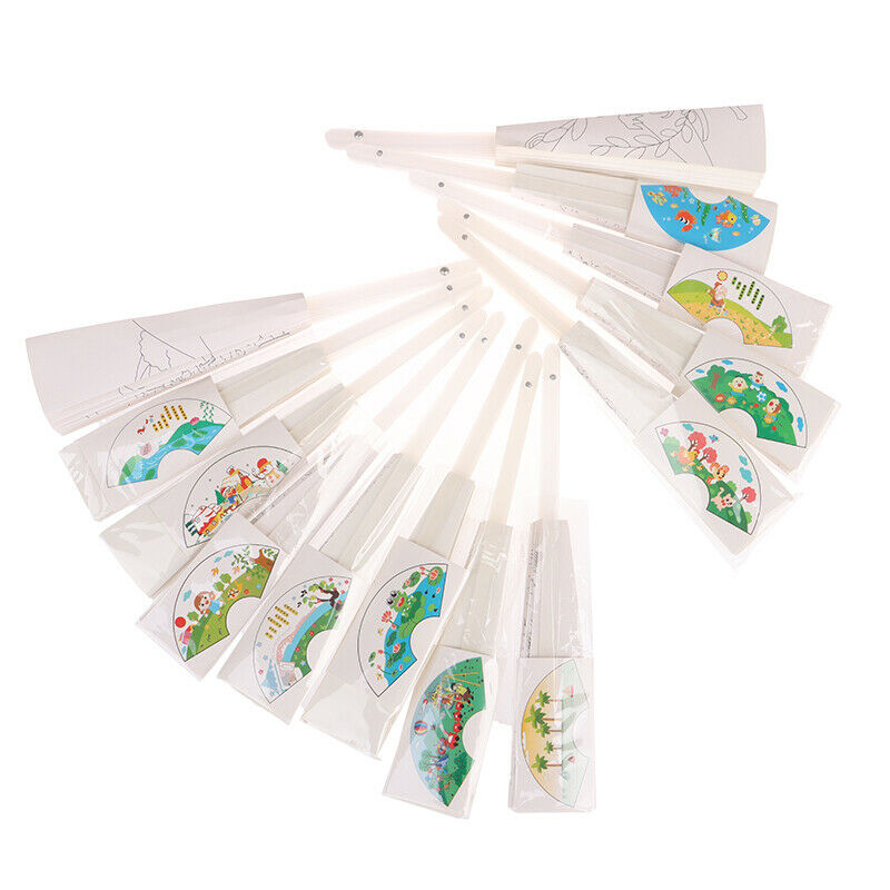 21cm DIY Painting Cartoon Fan For Children Graffiti Origami Fan Art Craft.l8
