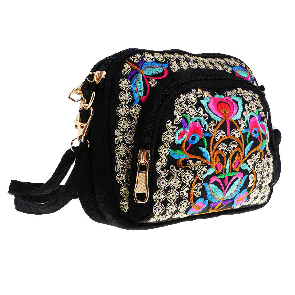 Flower Embroidery Handmade Single Shoulder Bag Handbag Purse for Women