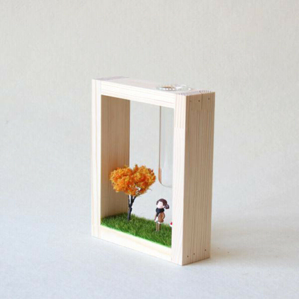 Hanging Micro landscape Test Tube Flower Vase Hydroponic Vase In Wood Stand A