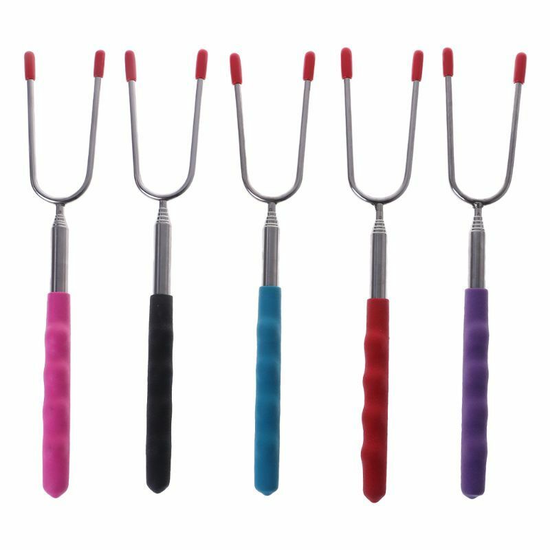 1PC Telescoping BBQ Marshmallow Roasting Sticks Smores Skewers Hot Dog Fork
