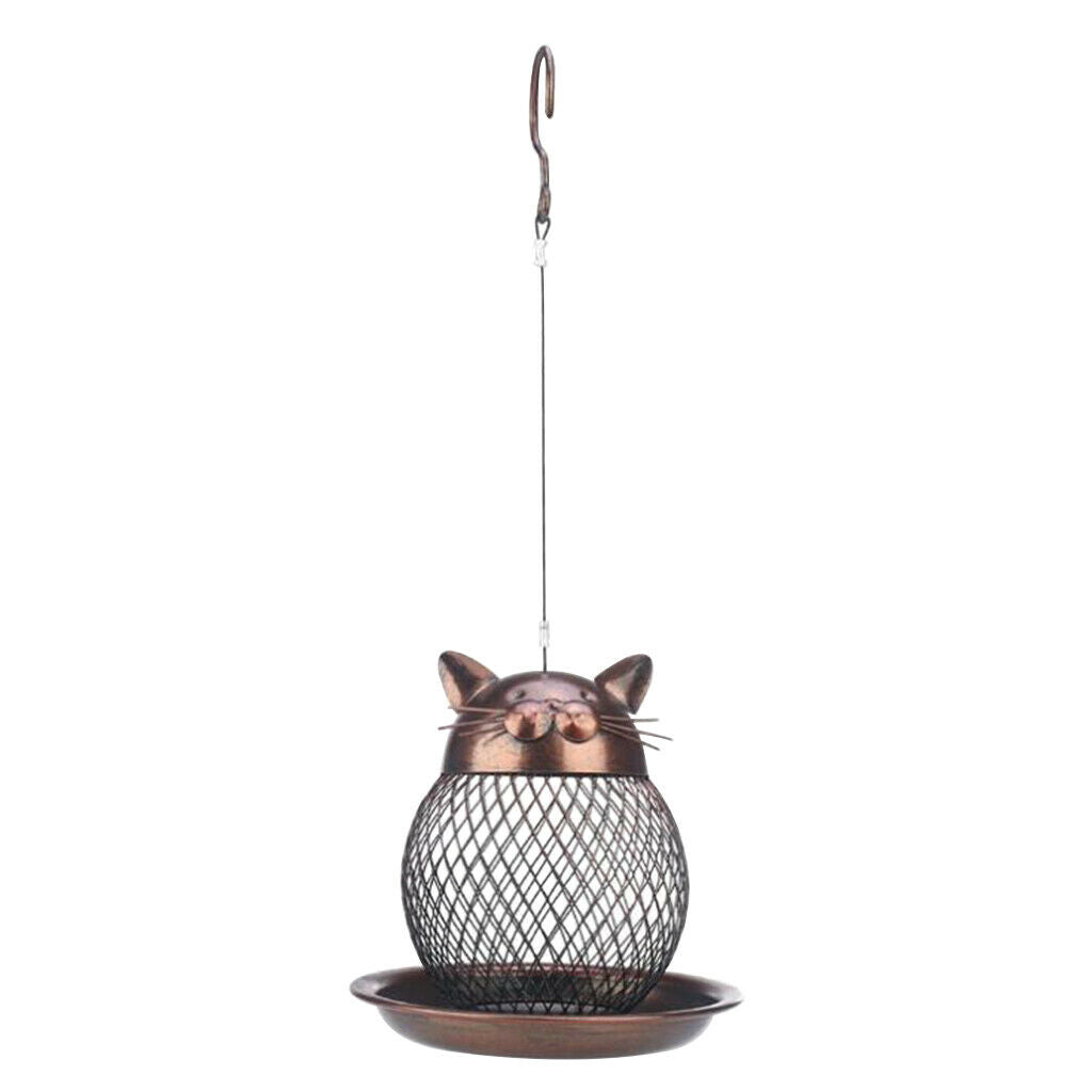 Wild Bird Feeder Cat-Shaped Feeding Nuts Food Dispenser Garden Decoration