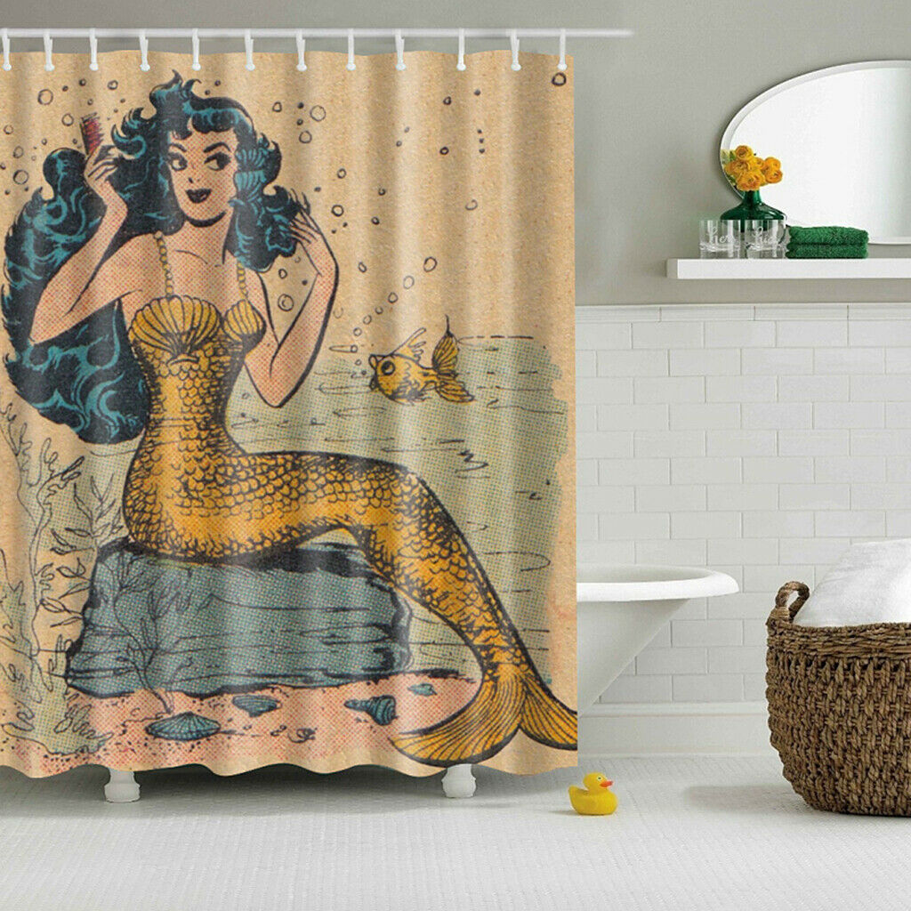 Waterproof Polyester Bathroom Shower Sheer Curtain Panel Decor w/ Hooks #20