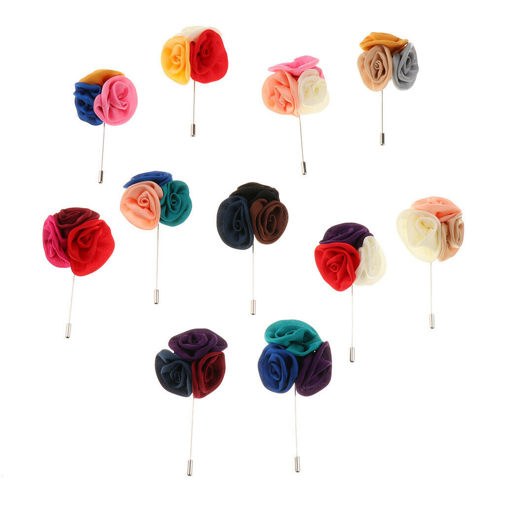 Rose Lapel Flower Handmade Boutonniere Stick Brooch Pin Men's Accessories