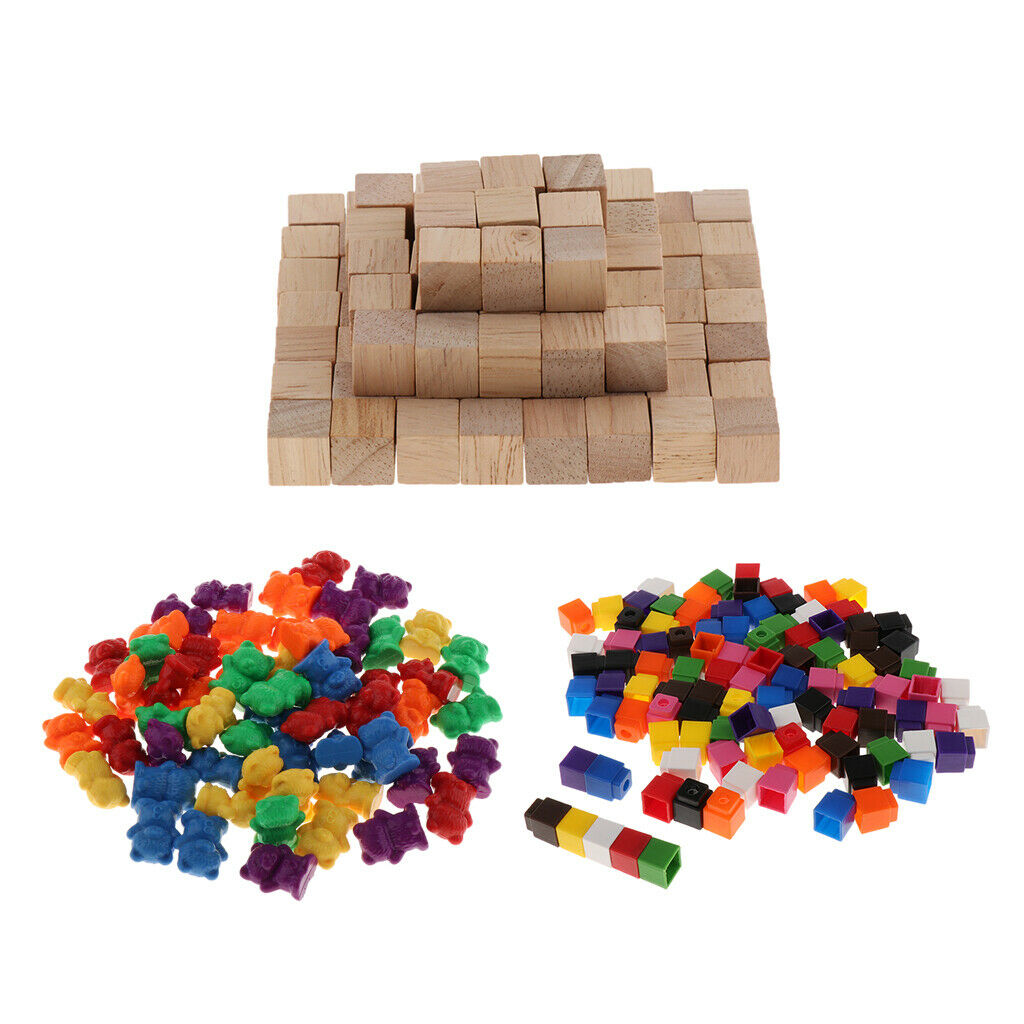 Math link Cubes Snap Blocks + Square Cubes Bricks + Bear Sort Counters Set