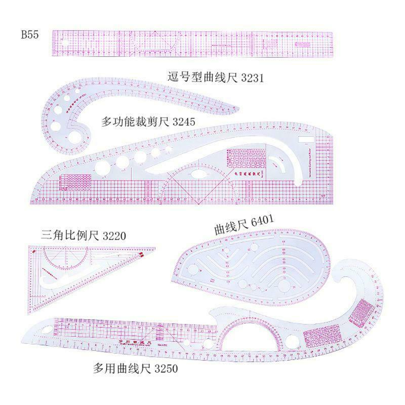 6pcs Practical Sewing French Curve Cutting Ruler Measure Dressmaking Tailor Tool