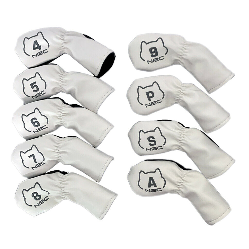 9Pcs/Set Golf Club Head Covers, Waterproof PU Leather Shiba Inu Pattern