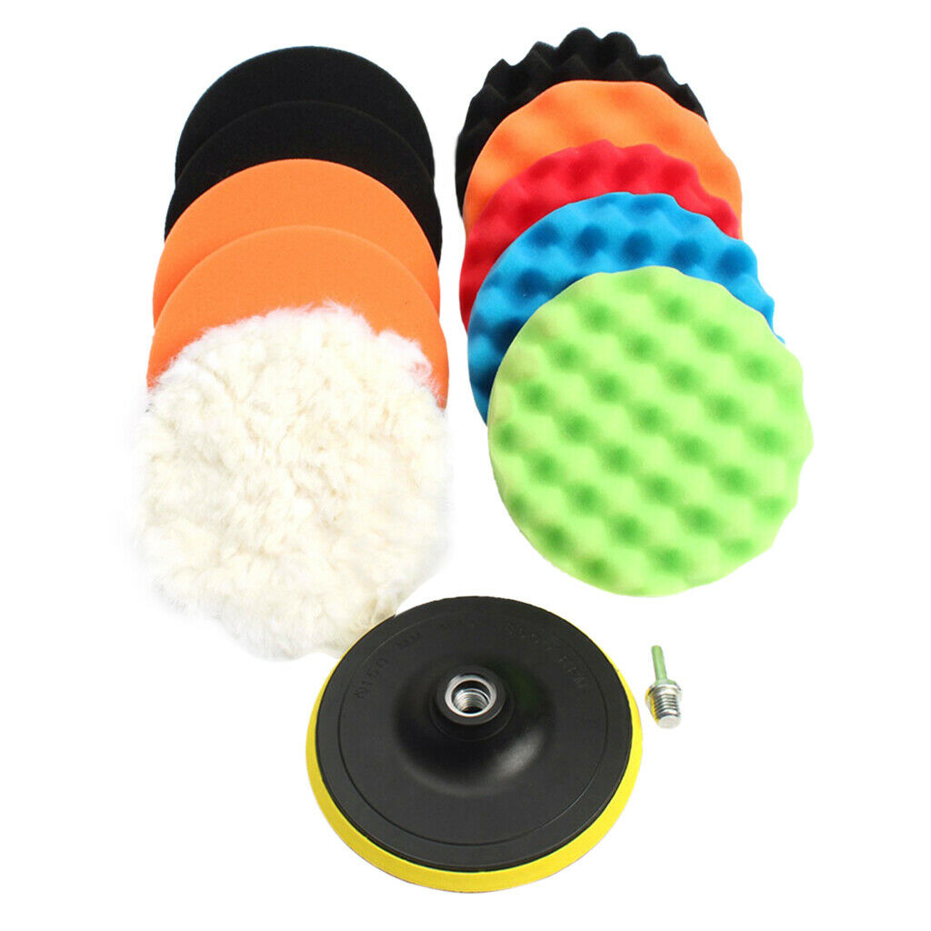 11 Pieces 3 Inch Sponge Polishing Waxing Buffing Pads Kit Set Compound For Auto