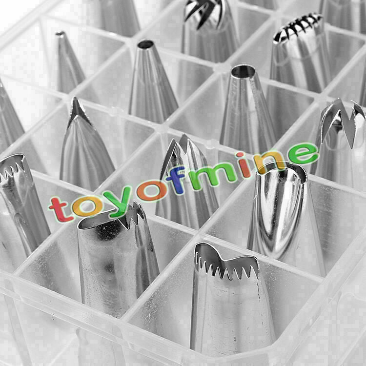 24Pcs Icing Piping Nozzles Tips Pastry Cake Decorating Tool With Box