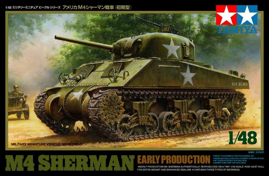32505 Tamiya Us M4 Sherman Early Prod 1/48th Plastic Kit 1/48 Military