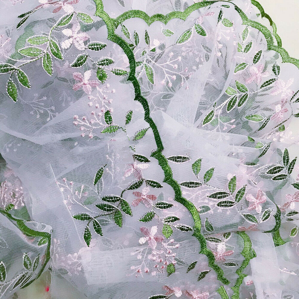 2 Yards Flower Lace Edge Trim Ribbon Embroidered Wedding Dress DIY Sewing Decor