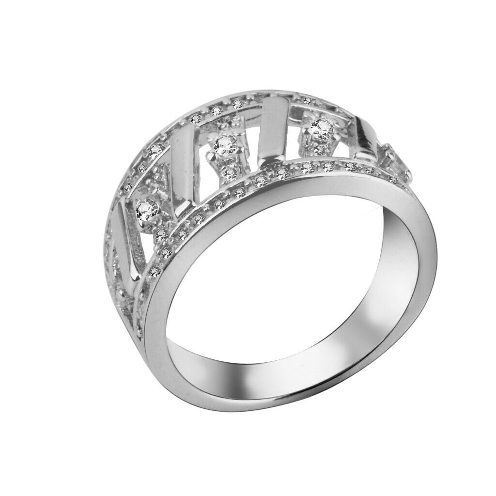 Fashion Women zircon Rhinestone finger ring Wedding Jewelry Gift US size 8