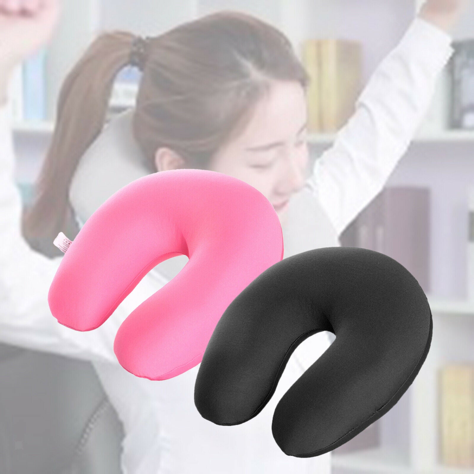 2pcs Travel Pillow U Shape Neck Pillow Head Rest for Office Plane Seat