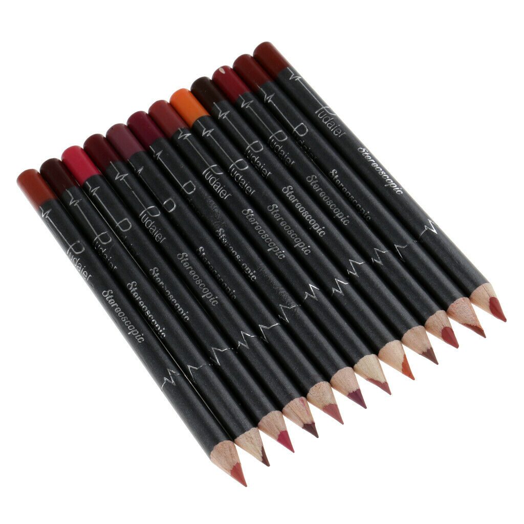 12 Colors Lip Pencils, Lip Pencils, Lip Liner with Lid, Long-lasting Matt