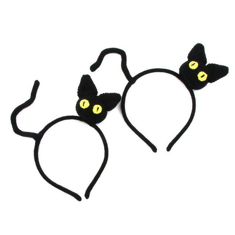 Handmade Knitted Cat Headbands Cartoon Animal Headwear Birthday Hair Prop