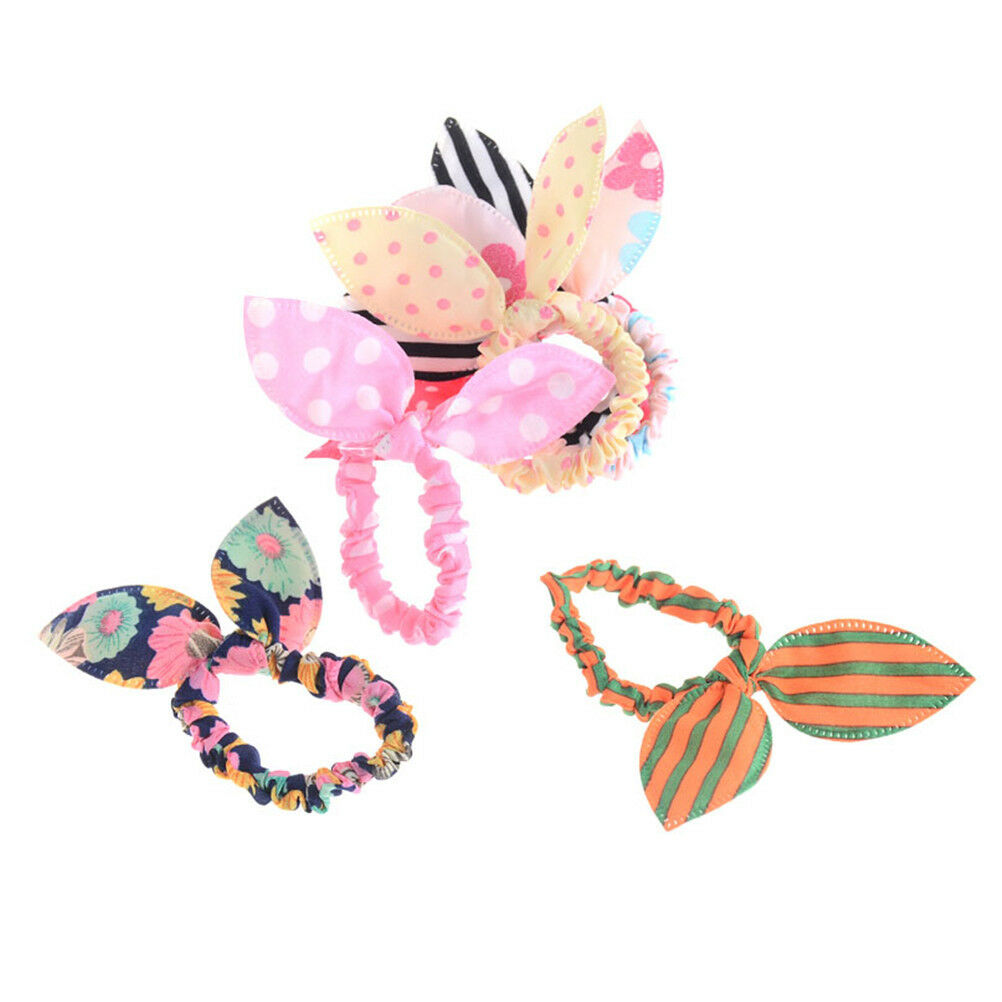 12x Girl Rabbit Ear Scrunchies Hair Band Rope Elastic Tie Ponytail Holder .l8