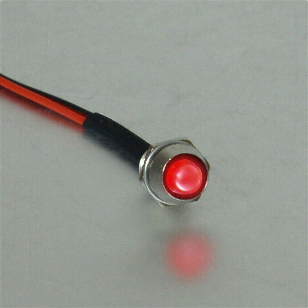 10X Red LED Indicator Lamp Waterproof 8mm 12V Signal Warning Light Car Boat USA
