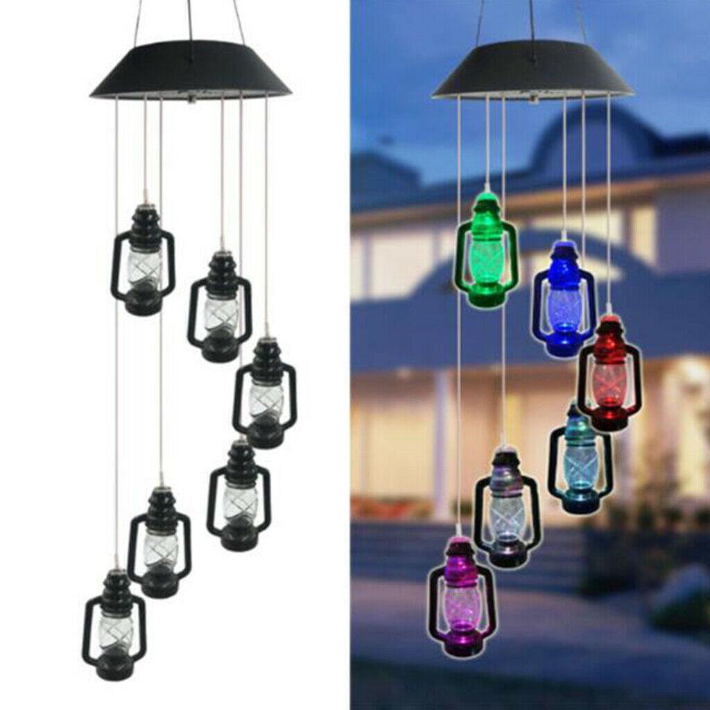 Solar Color-Changing Led Wind Spinner Chimes Home Garden Balcony Decor Gift