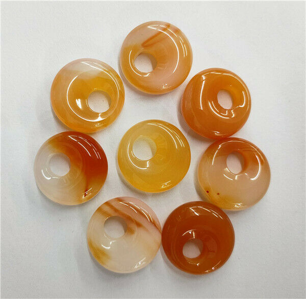 8Pcs 20mm Red Agate Round Donuts Pendant Bead for DIY Jewelry Necklace HH209