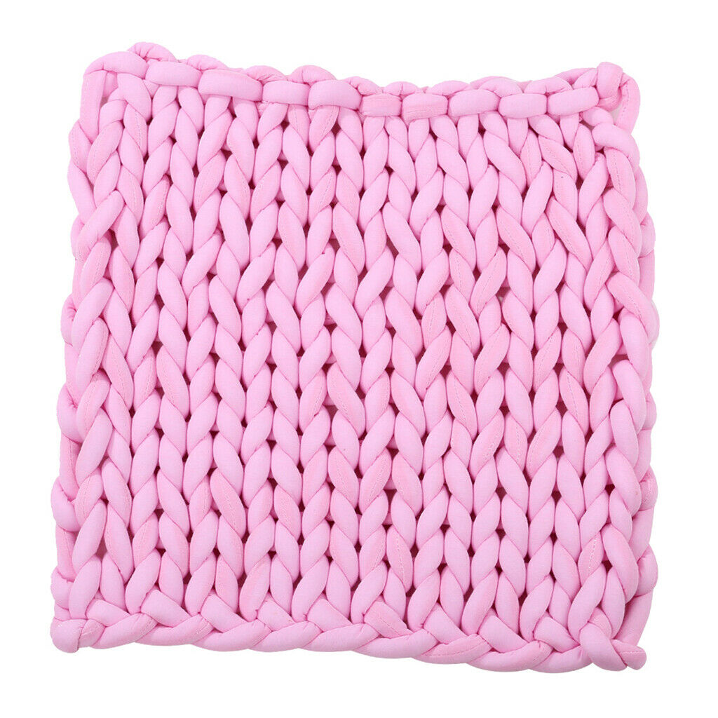 Hand-woven Knitted Blanket Yarn Bulky Knitting Blanket 60 x 60cm - Pink