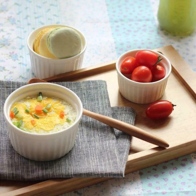 6Pcs White Porcelain Souffle Ramekins Desserts Custard Cups Baking Tools 4oz New