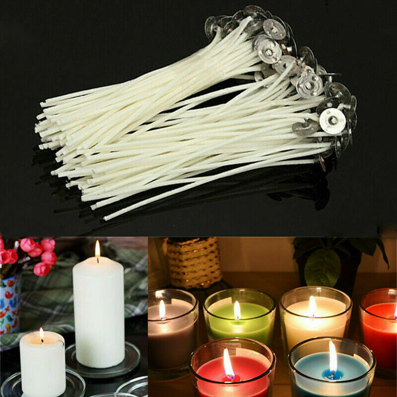 30pcs 10cm Candle Wicks Cotton Core Pre-Waxed With Sustainers For Candle Making