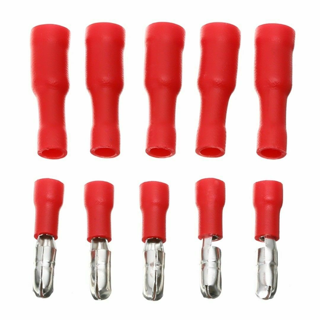 100X Red Male+Female Plug In Connector Bullet Crimp Terminals Wiring Insulated